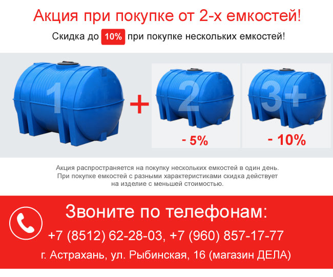 Горизонтальные баки для воды